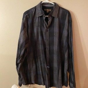 Men's Black dark gray strip with design LS Shirt, Size 2X,
